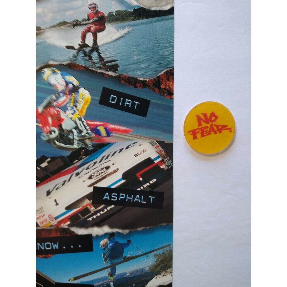 No Fear Pinball Machine FLYER + NOS Plastic Promo FOB Game Logo Original 1995 - Picture 2 of 4